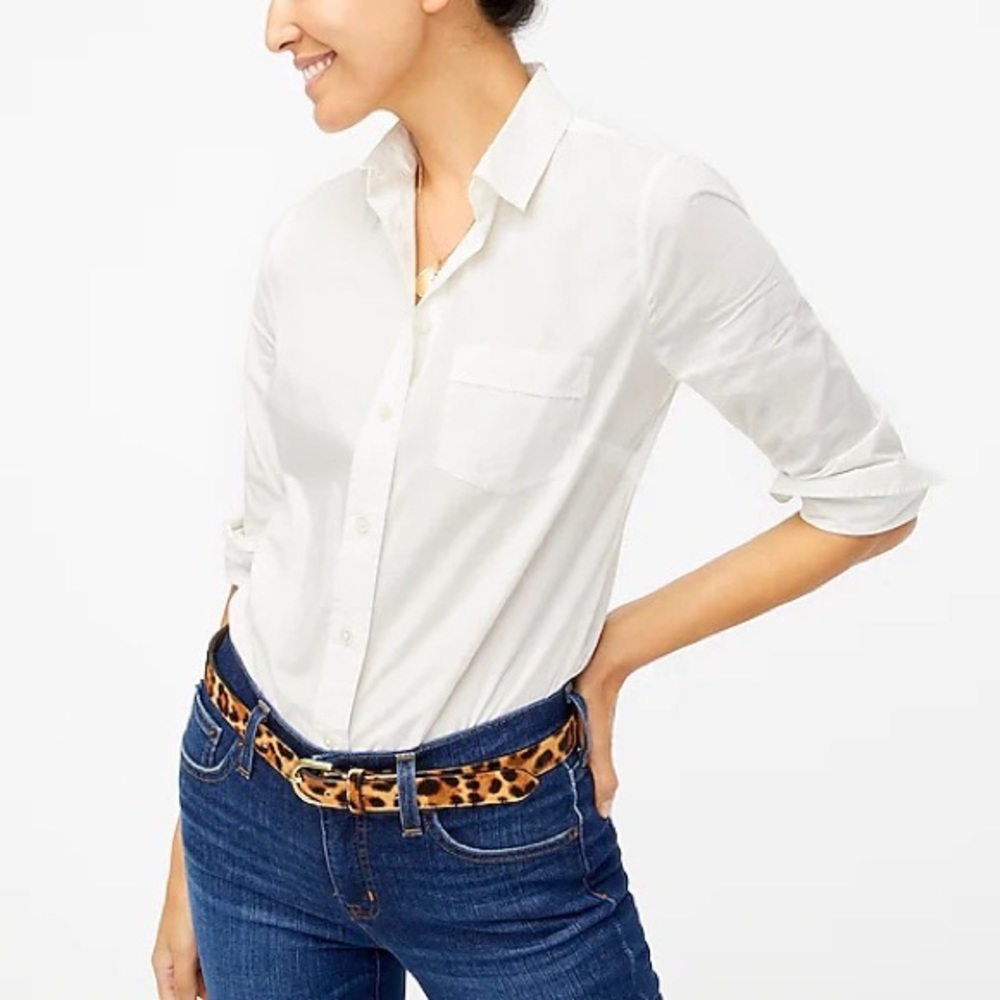 J Crew Factory Button-up cotton poplin shirt in signature fit AL501